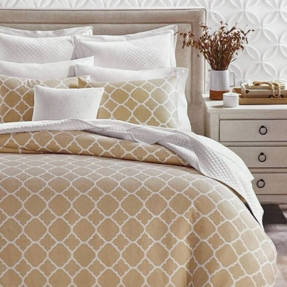 Charter Club Damask Designs Inverted Geo 3 Piece Full/Queen Duvet Set Tan